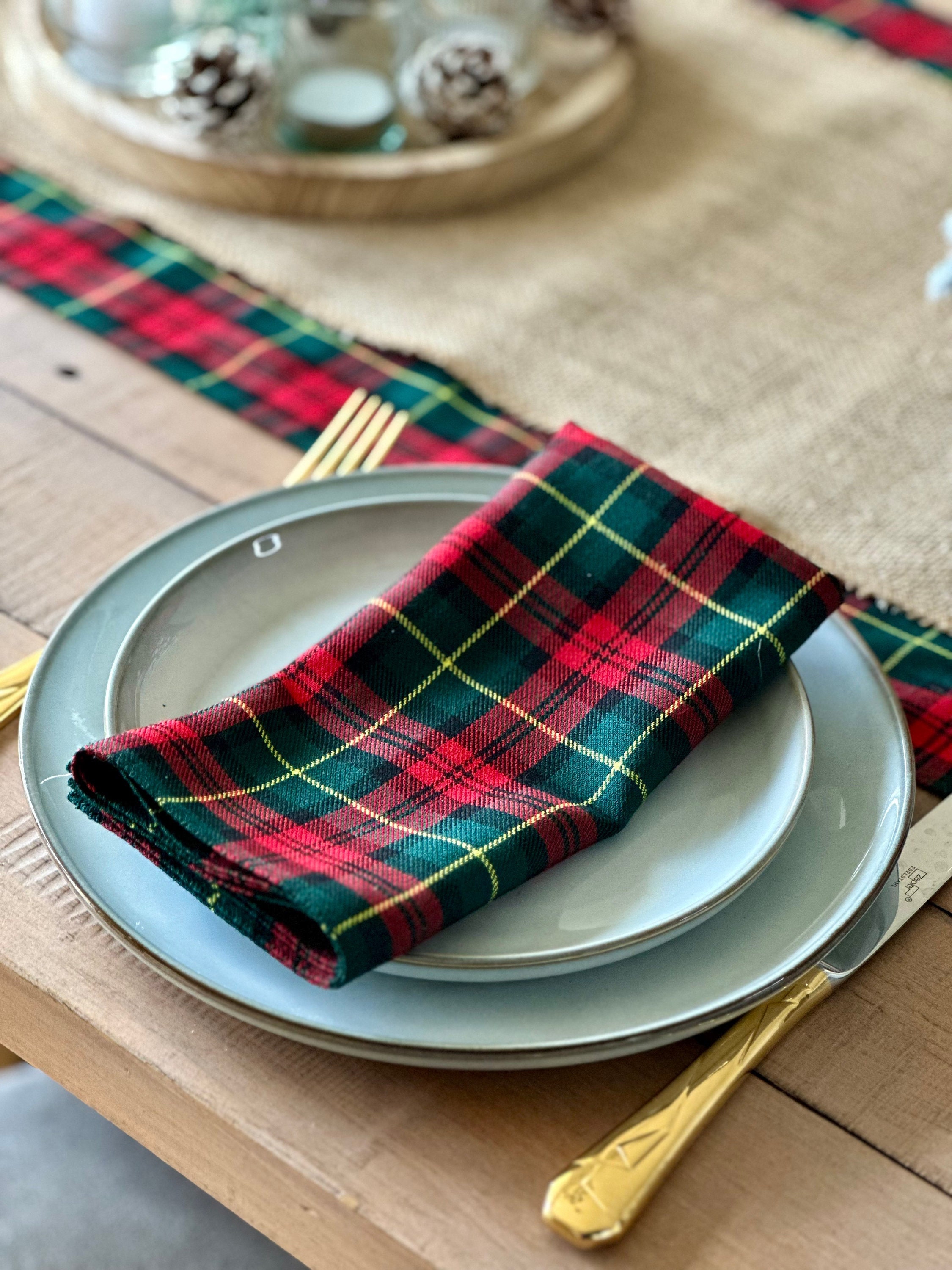 6pcs/Set Vintage American Style Black & White Plaid Polyester Wrinkle-Resistant  Napkins For Hotel, Restaurant And Home Use, Holiday Party Decoration  Tablecloths Napkins