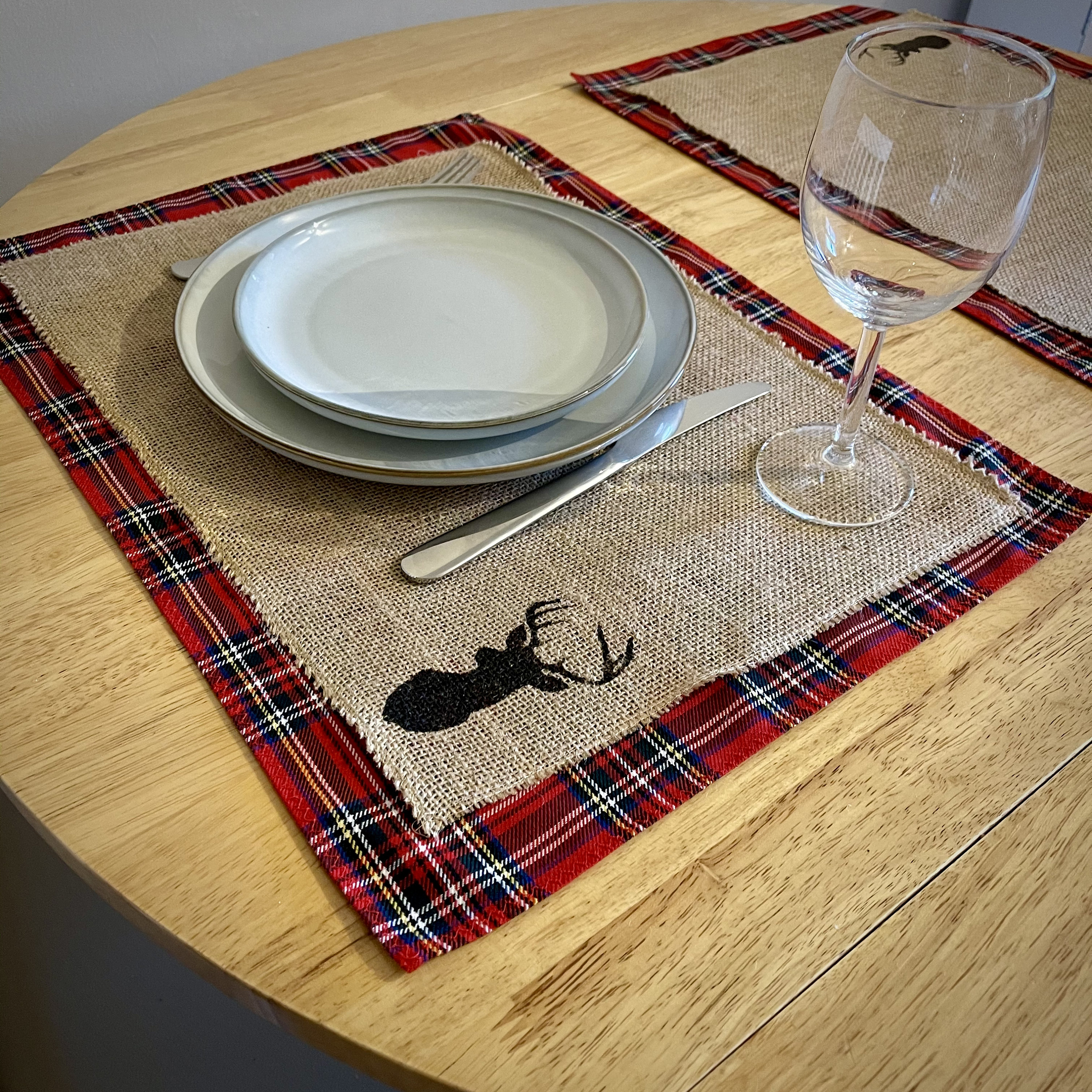 Set of 4 Scottish Stag Placemats Easter Hessian placemats Etsy