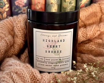 Highland Berry Breeze scented candle, soy wax candle handmade in Scotland, apothecary jar scented candle, rustic jar soy wax candle