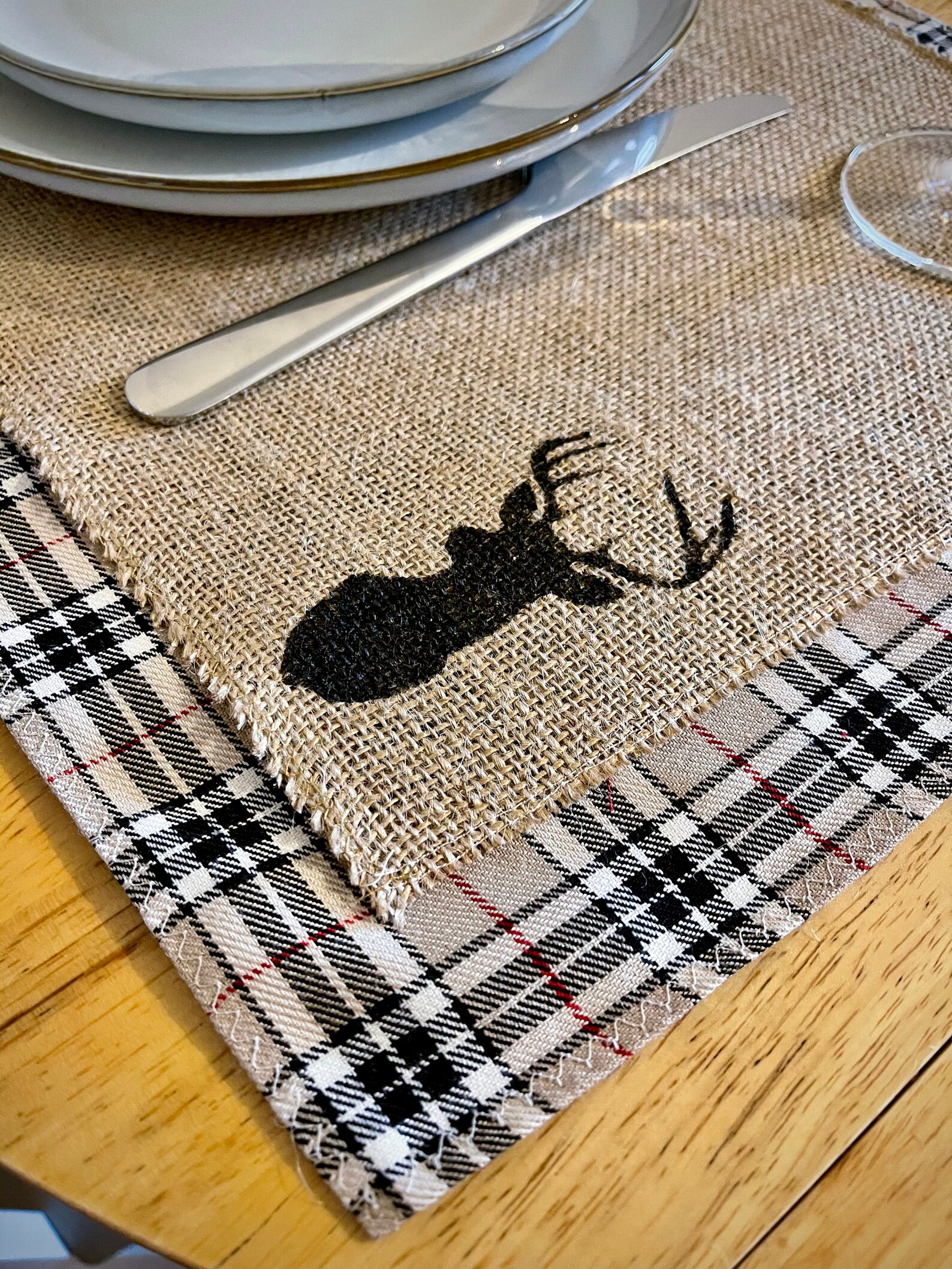 Set of 4 Scottish Stag Placemats Easter Hessian placemats Etsy