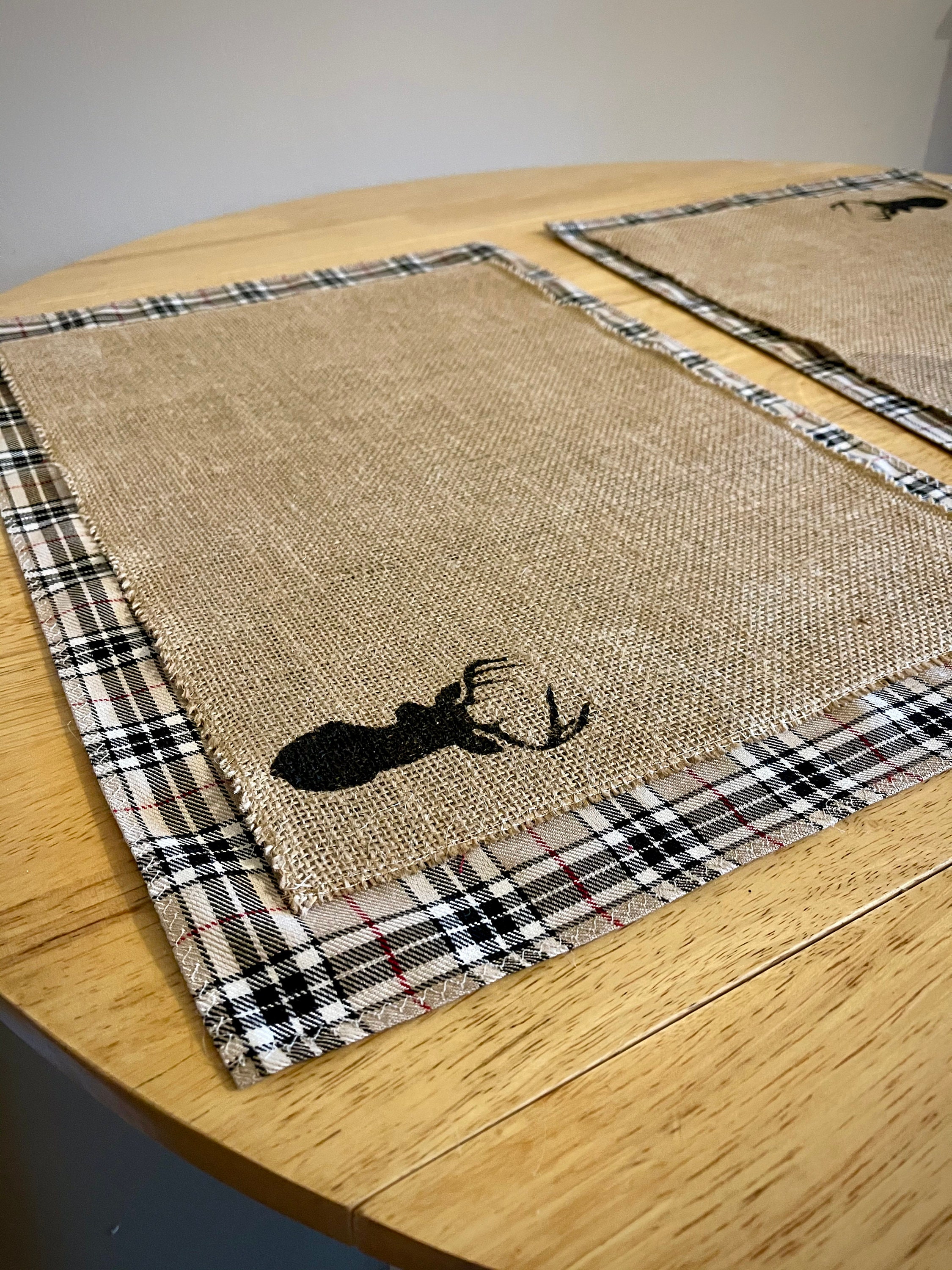 Set of 4 Scottish Stag Placemats Easter Hessian placemats Etsy