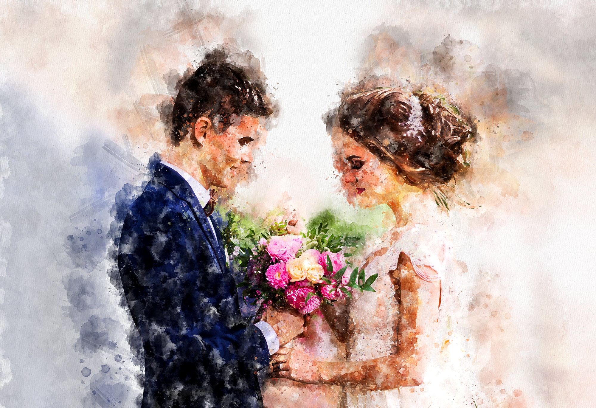 Watercolor Family Portrait From Photo Portrait From Picture | Etsy