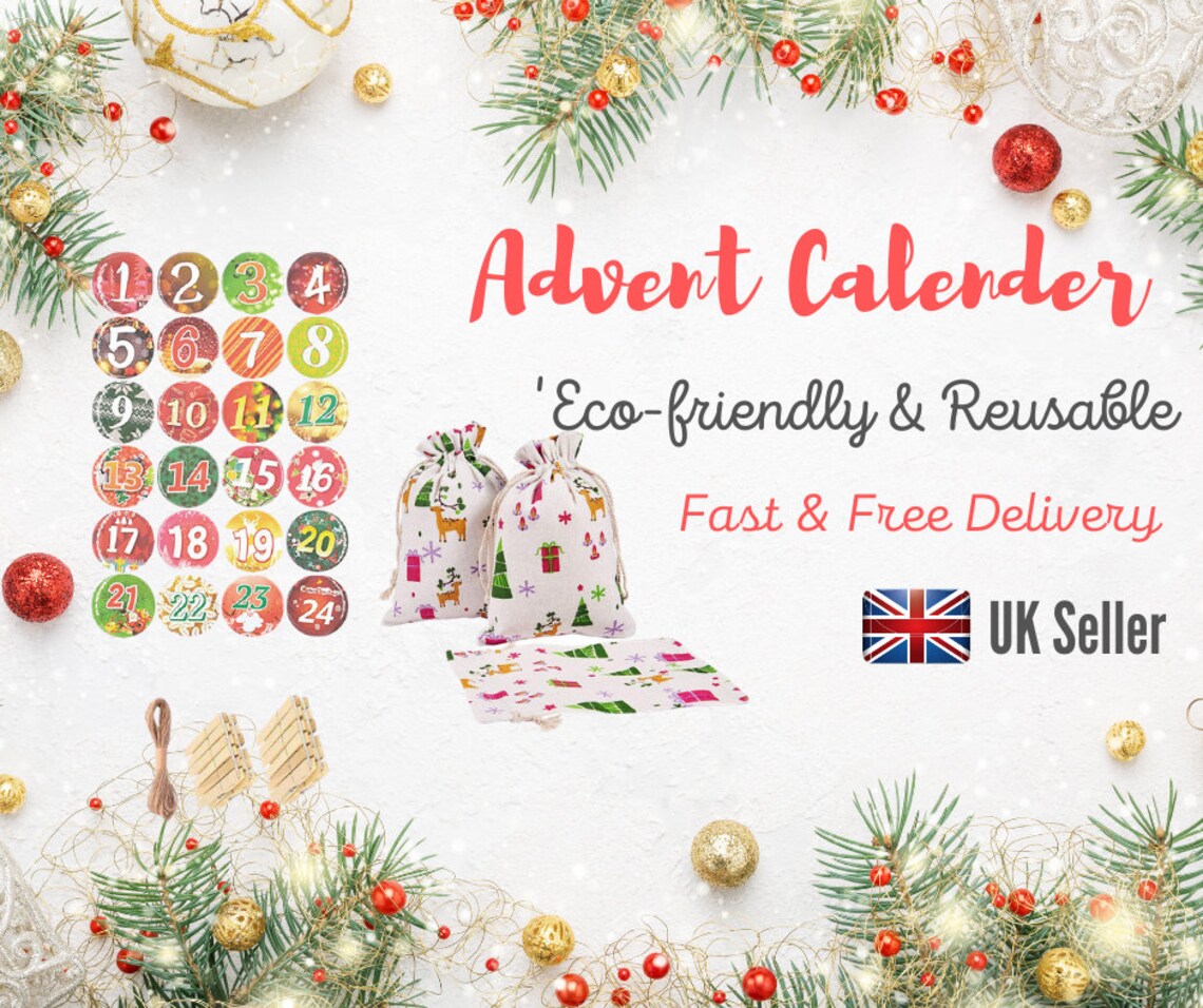Eco Friendly Advent Calendar Christmas Fillable Bag Tree Etsy UK