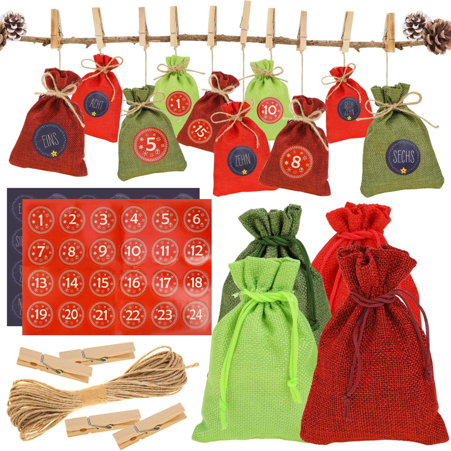 Eco Friendly Advent Calendar Christmas Fillable Bag Tree Etsy