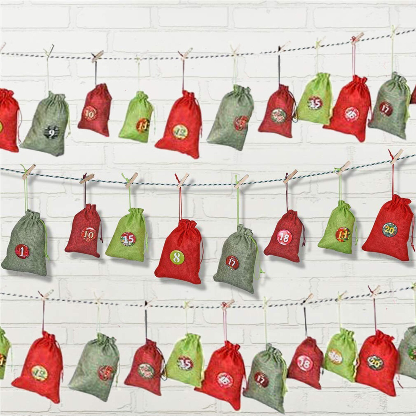 Eco friendly Advent Calendar Christmas Fillable bag Tree Etsy
