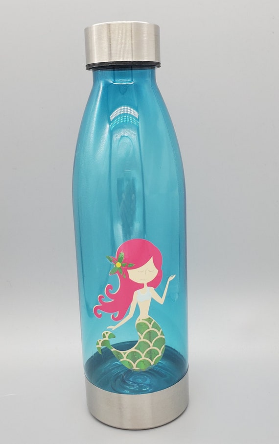 mermaid water bottle, sustainable gifts, reusable plastic water bottle, gift for tween, mermaid lover gift