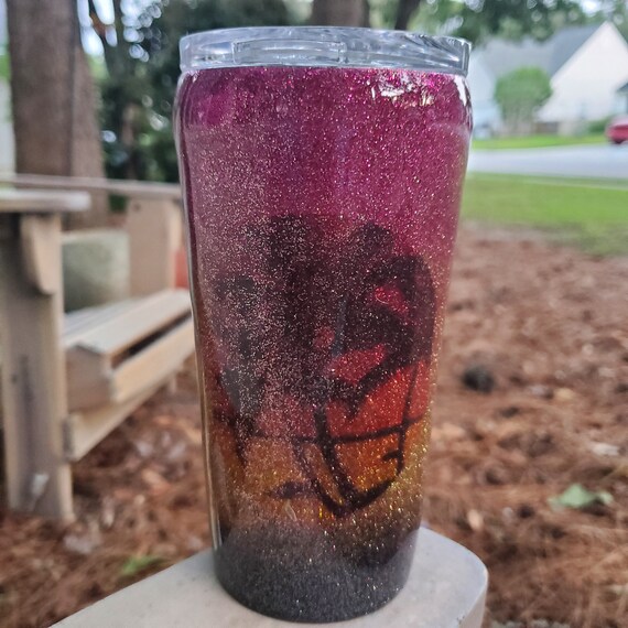 insulated glitter tumbler, sunset tumbler, glitter tumbler, summer glitter tumbler,