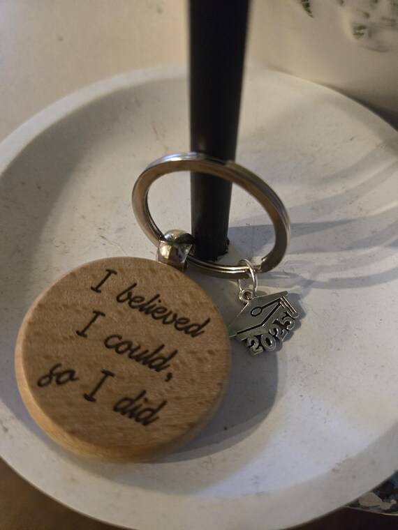 wood keychain, graduation keychain, graduation gift, gift for graduate