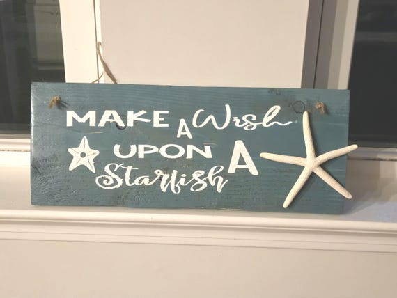 starfish decor, starfish sign, make a wish upon a starfish, beach theme, beach decor