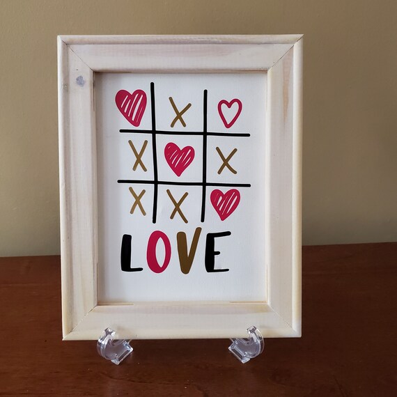 tic tac toe sign. xoxo sign, gift for her,  love sign, reverse canvas sign