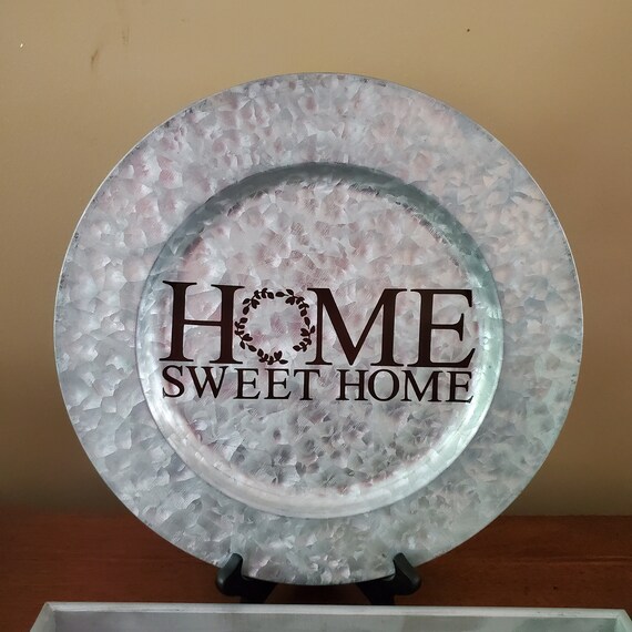 home sweet home sign, metal sign, charger plate decor, home sweet home charger