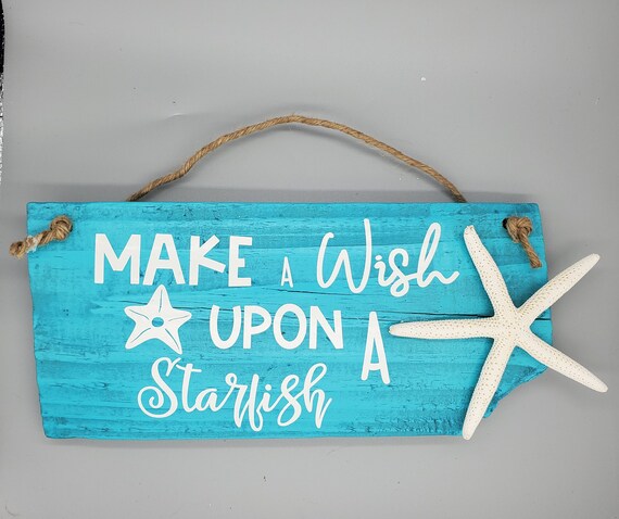 starfish decor, starfish sign, make a wish upon a starfish, beach theme, beach decor