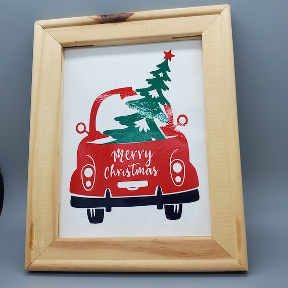 canvas picture, Christmas canvas, Christmas decor, gift for friend, gift for red truck lovers