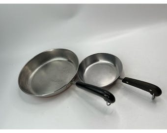 Revere Ware  1801 Copper Bottom 9" & 6" Skillets/Pans no lids