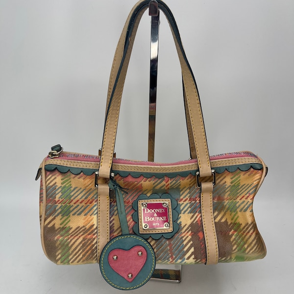 Vintage Dooney and Bourke Pastel Plaid barrel bag/purse