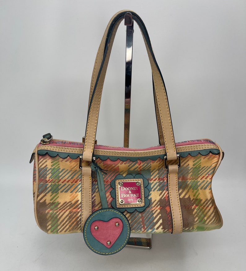 Vintage Dooney and Bourke Pastel Plaid Barrel Bag/purse Etsy