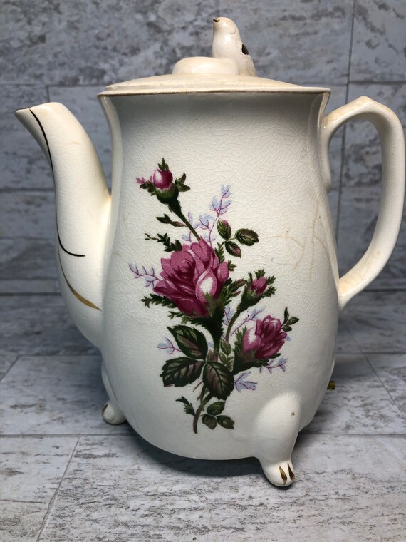 Vintage Electric Tea Pot With Rose Decoration. No Cord. Japan Etsy