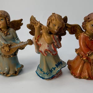 Vintage Angel Figurines Hand Painted Made in Italy set of 3