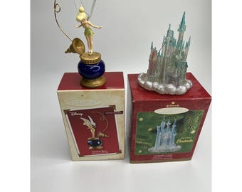 Hallmark Ornaments Cinderella&#39;s Castle Tinker Bell Star wars Santa phone Tom Petty