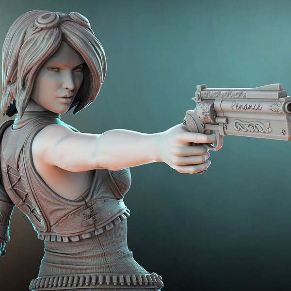 Steampunk Gunslinger, 1/10 Scale 3D Resin Model,  A Gambit of Guns - Felicia by Ritual Casting