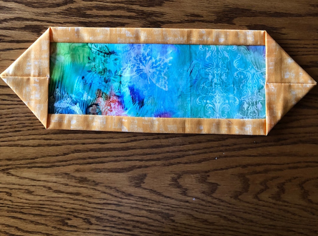 Small Table Runner - 5.5x17 - Color Splash With Orange Trim - Etsy