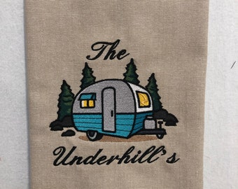 Embroidered Kitchen Towel - Camper - Can Personalize!