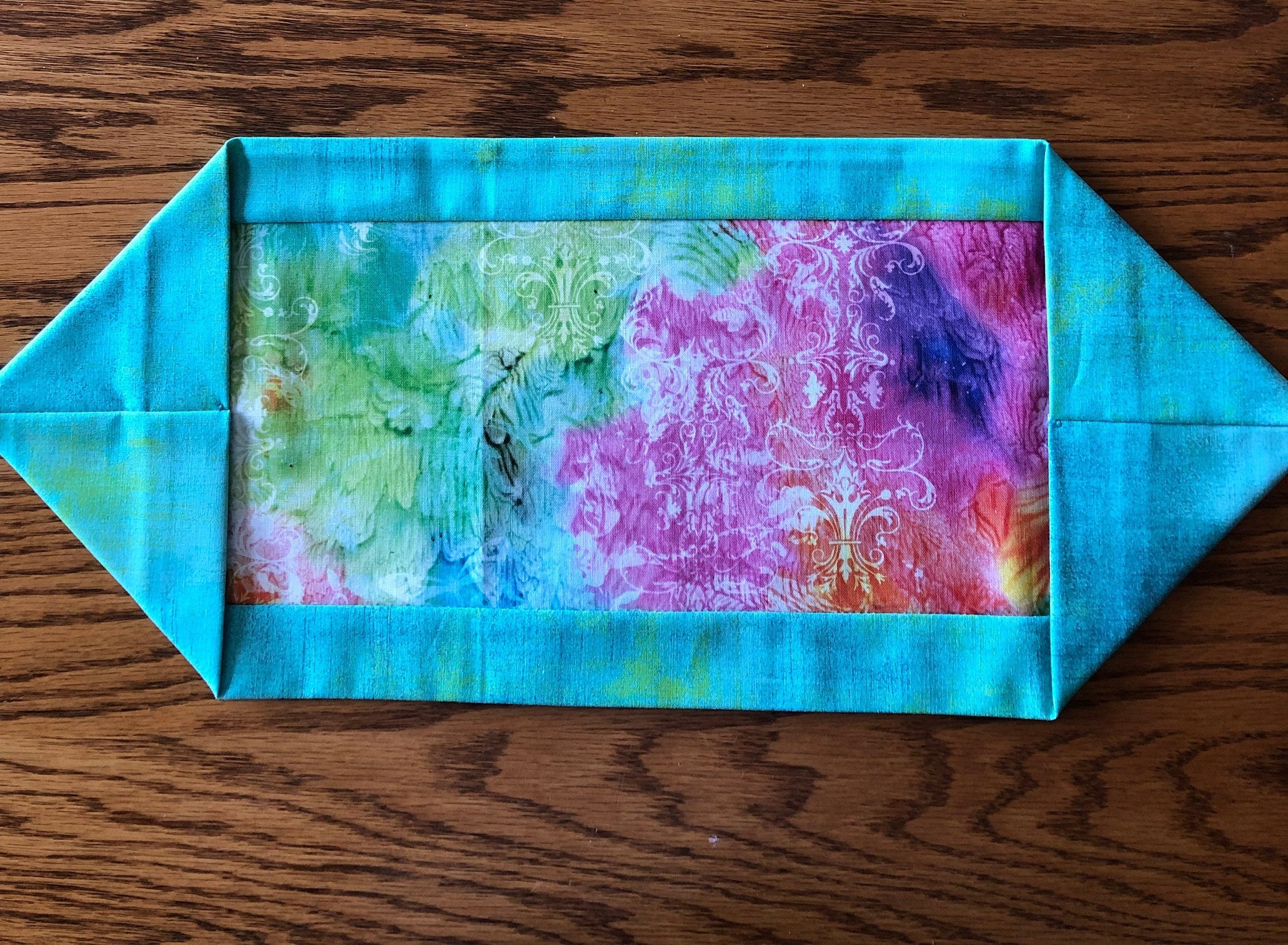 Small Table Runner - 7x17 - Colorful Splash Fabric With Varigated Light ...