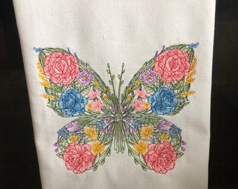 Embroidered Kitchen Towel - Butterfly