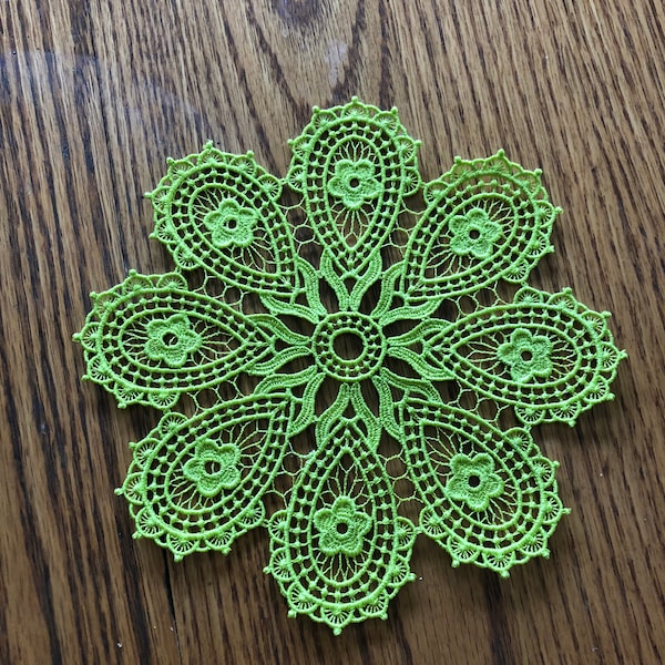 Lime Green Lace Doily - approx. 7 inches diameter