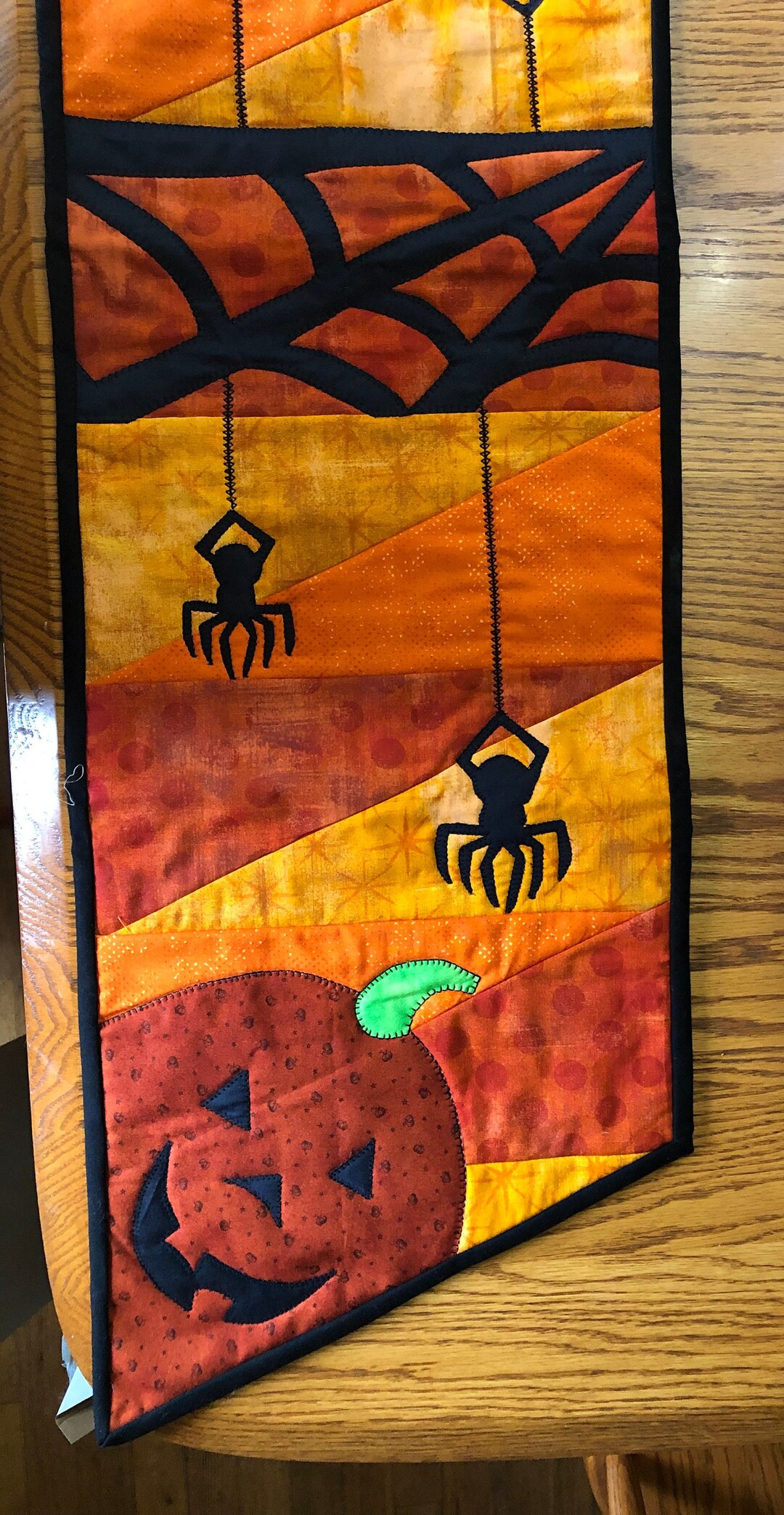 Halloween Pumpkin/spider Table Runner 12x46 - Etsy