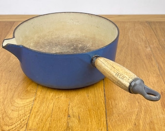 Vintage Le Creuset 20cm Enamelled Cast Iron Saucepan - Cobalt Blue