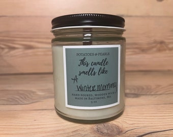 Hand Poured Soy Candles with Wooden Wick : A Winter Morning