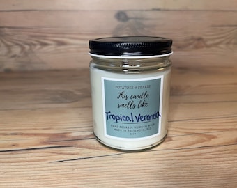 Hand-Poured Soy Candles with Wooden Wick: Tropical Veranda