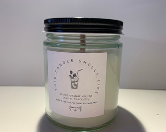 Hand Poured Blood Orange Mojito Soy Candle with Wooden Wick