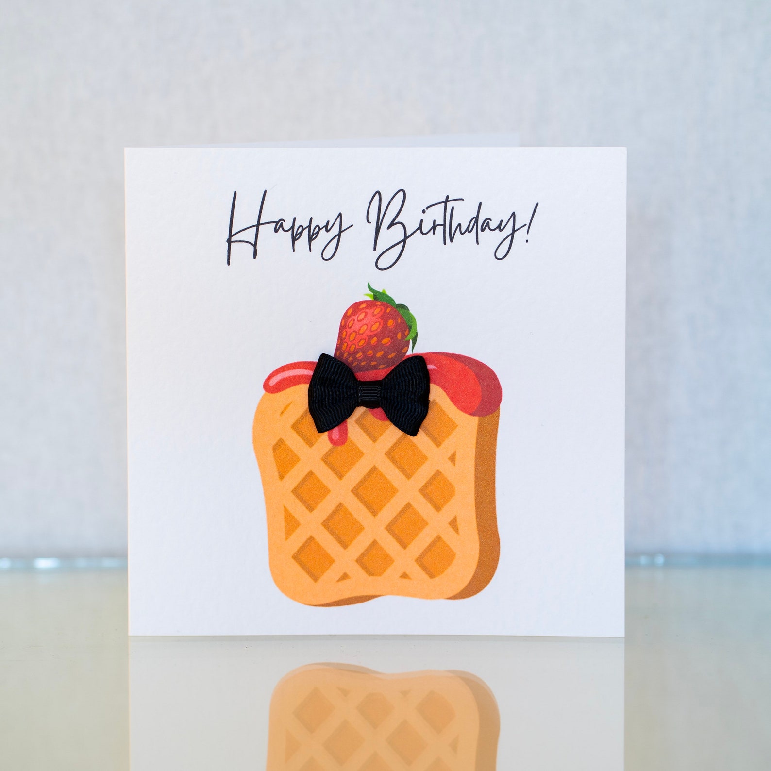 Personalised Waffle Card with Bow Tie Greeting / Birthday Card Etsy