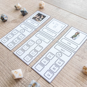 Initiatieftrackerkaarten met afbeelding zwart | Invulbare PDF | Gevechtstracking | Karakteroverzicht | D&D | Kerkers en draken | RPG