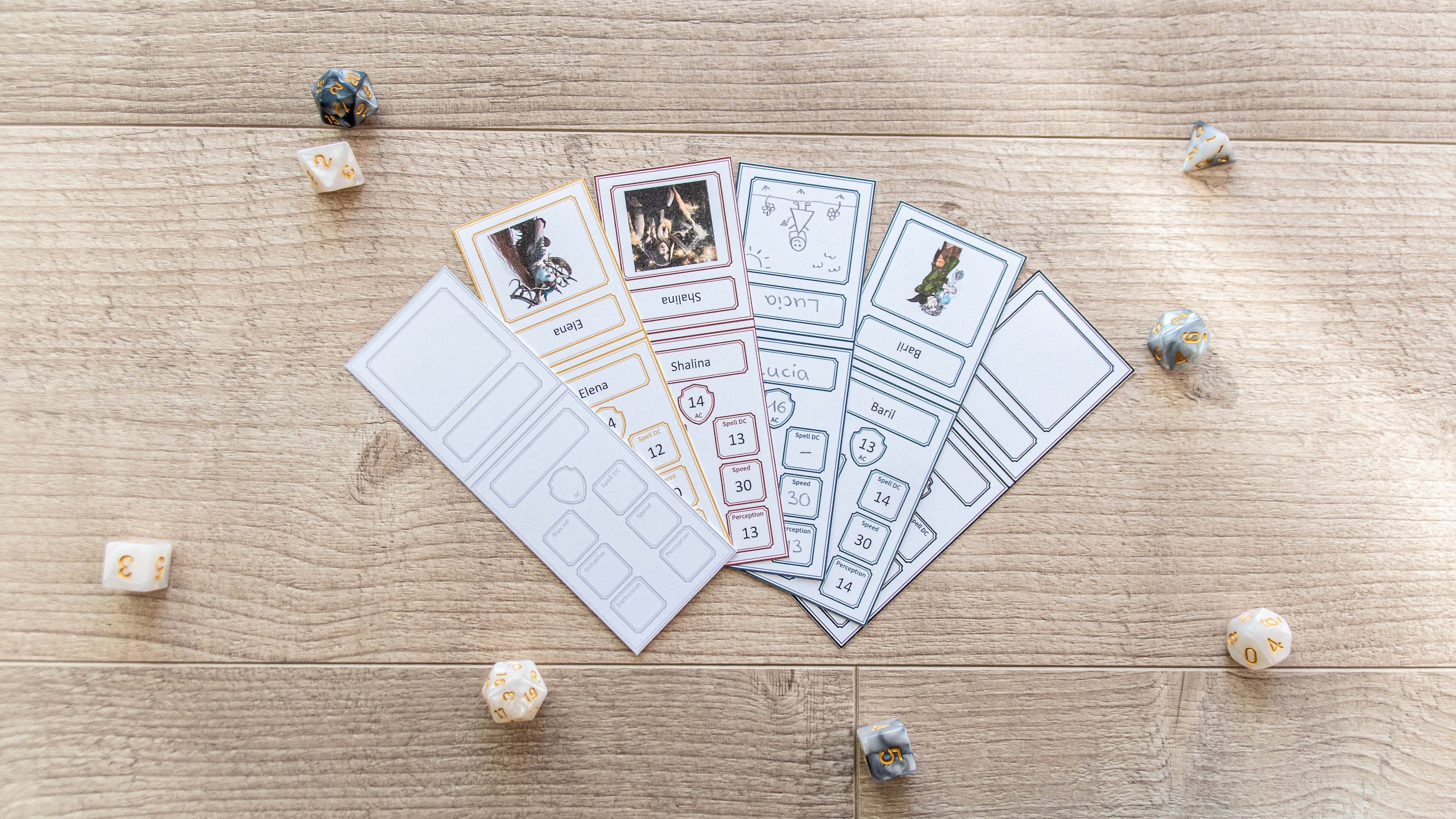 Initiative Tracker Cards with Picture Colored Fillable PDF | Etsy