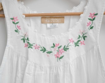 100% Cotton Embroidered Pink Floral Nightgown | Handmade Fair Trade Sleepwear