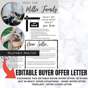 PERSONALIZA esta carta de oferta de comprador editable para destacar en situaciones de ofertas múltiples / Plantilla de carta de oferta para el hogar / Carta de presentación de oferta