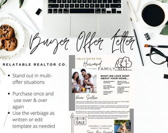 CUSTOMIZE this Editable Buyer Offer Letter to stand out in multi-offer situations | Home offer letter template | Offer cover letter | Buyer
