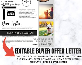 EDITABLE Buyer Offer Cover Letter | Canva Template | Customizable Digital Template |  Home Buyer Letter | Buyer Letter to Seller with Photos