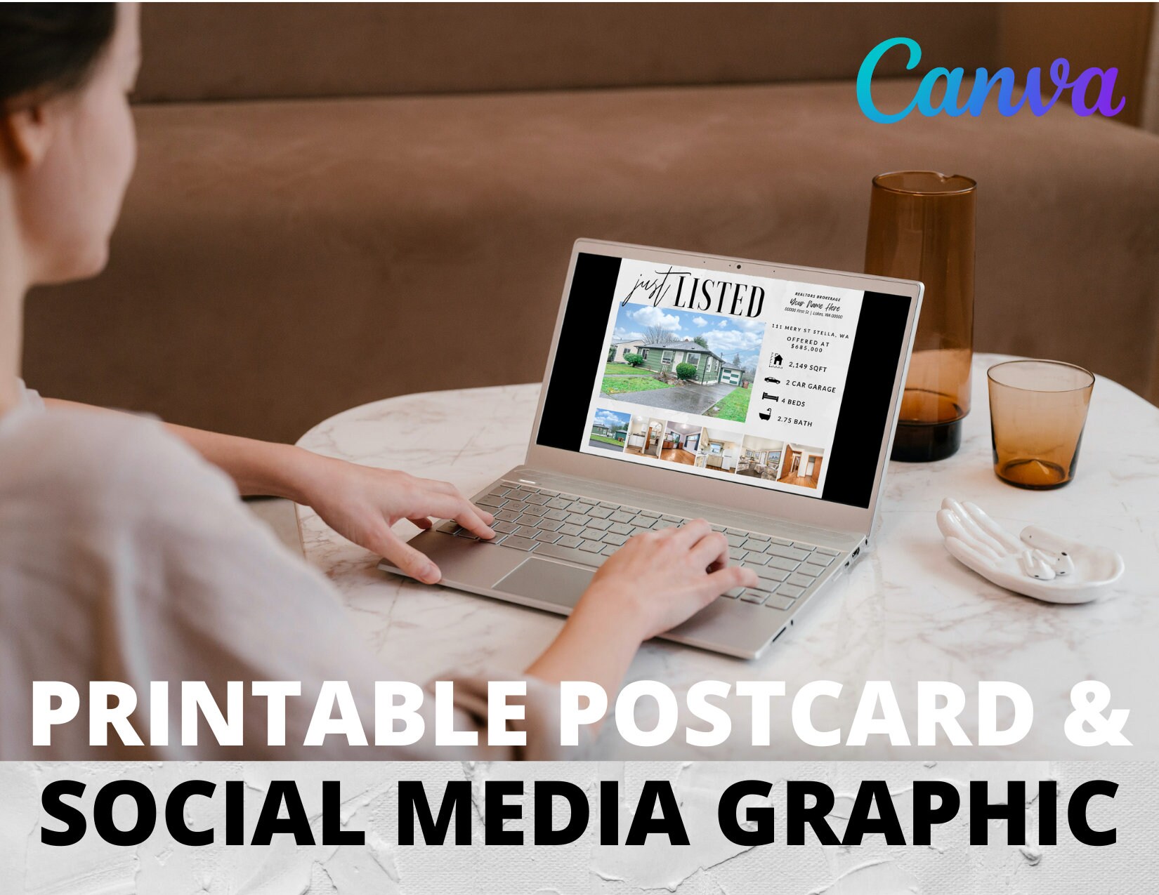 EDITABLE Agent Mailer Postcard | Canva Template | Customizable Digital ...