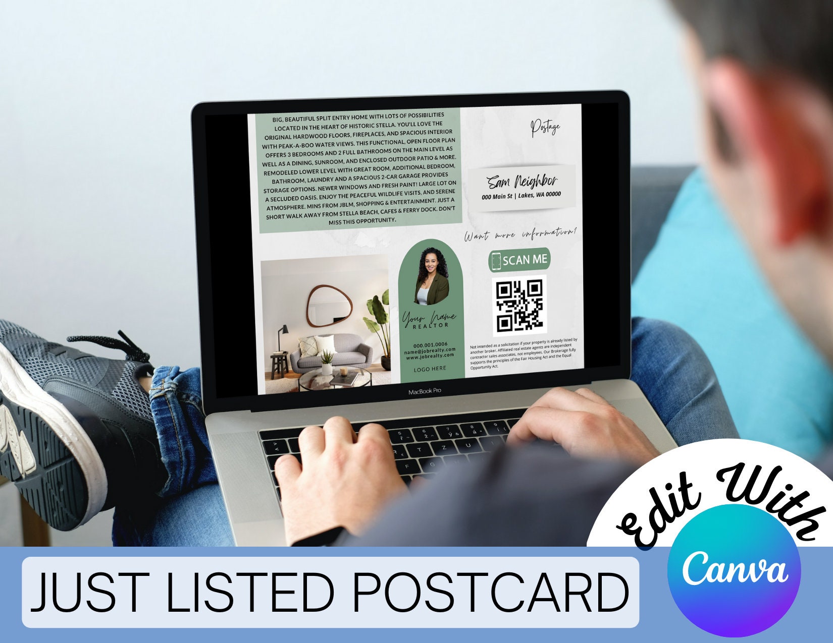 EDITABLE Agent Mailer Postcard | Canva Template | Customizable Digital ...