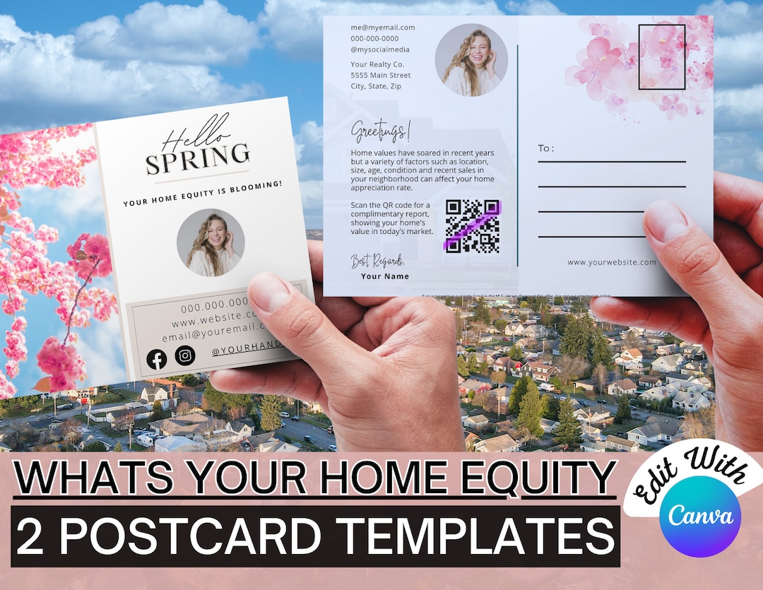 Home Equity Postcard | Hello Spring Realtor Canva Template ...
