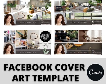 4 Quick Facebook Cover Templates | Editable in Canva | Professional Banner | Real Estate Template Design | Realtor Marketing Facebook