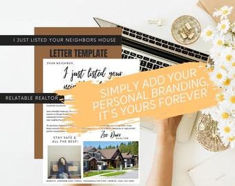 Letter Template | Just Listed Letter for Neighbors | Just Listed Real Estate Letter | Canva Real Estate Template | Real Estate Download