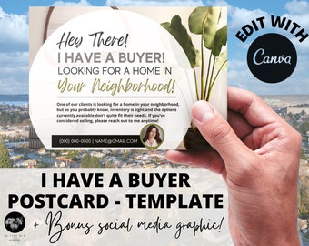 EDITABLE Buyer Postcard | Canva Template | Customizable Digital Template | I have a Buyer Printable Postcard | Realtor Postcard Template