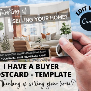 Carte postale modifiable | Modèle Canva | Modèle numérique personnalisable | Vous songez à vendre votre maison Carte postale imprimable | Carte postale de l'agent immobilier
