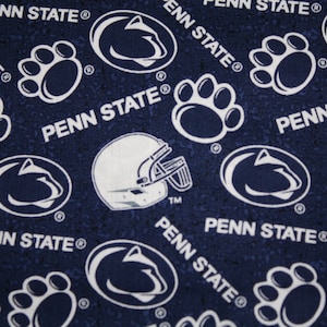Penn State Cotton Fabric Material 1/4 Yard 9" x 43" Paw Print We Are Penn State Nittany Lion Perfect for Face Masks or Crafts