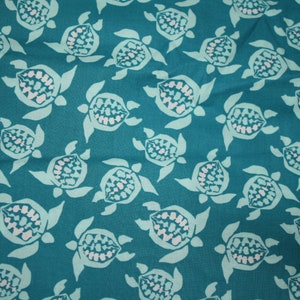 Sea Turtles Cotton Fabric Aqua Ocean Sealife Material  1/4 Yard 9&quot; x 44&quot; Perfect for Face Masks